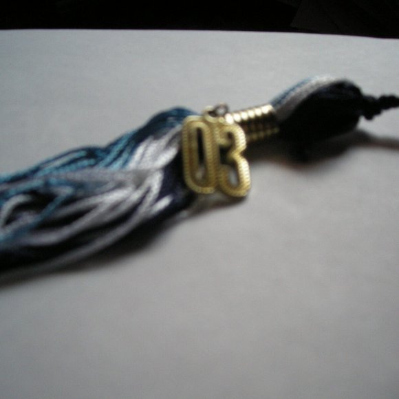 2003 MOTAR BOARD TASSLE GRADUATION NAVY LIGHT BLUE WHITE TASSEL - Picture 2 of 2